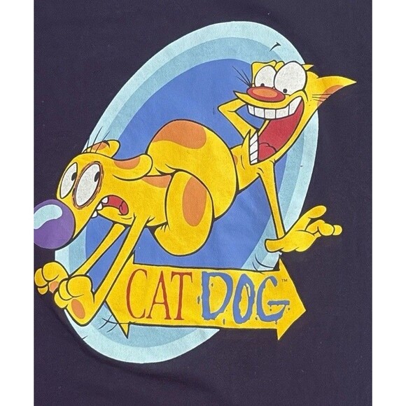 Nickelodeon CATDOG RETRO Graphic Black Unisex Cartoon Graphic T Shirt sz Large - Picture 4 of 7